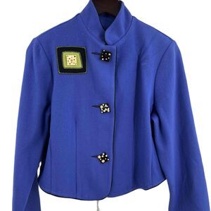 Marylou Ozbolt-Storer Wool Jacket Mandarin Collar Fiber Art Button Detail XS